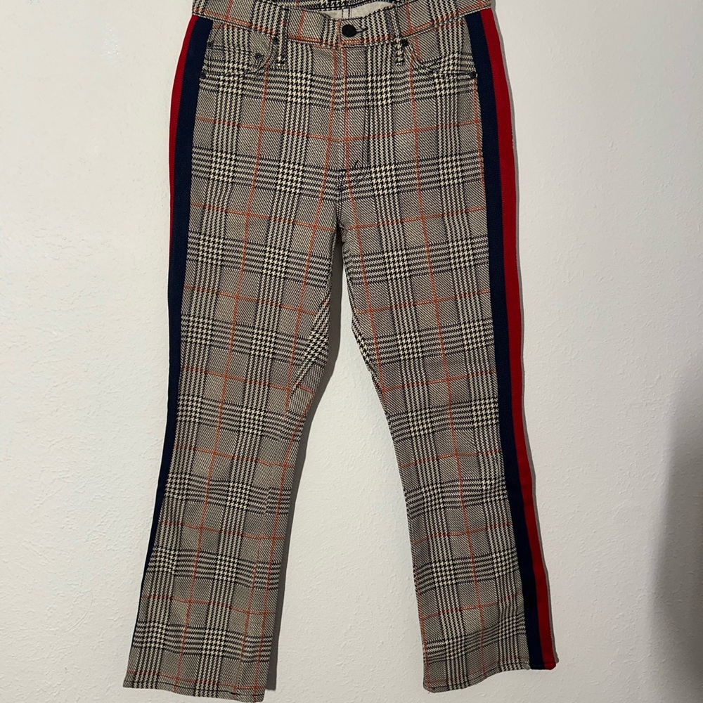 MOTHER Houndstooth Pants with Orange Accents